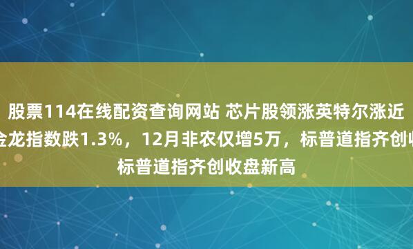 股票114在线配资查询网站 芯片股领涨英特尔涨近11%，金龙指数跌1.3%，12月非农仅增5万，标普道指齐创收盘新高